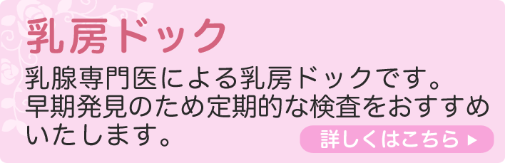 乳房ドック 乳腺専門医による乳房ドックです。早期発見のため定期的な検査をおすすめいたします。